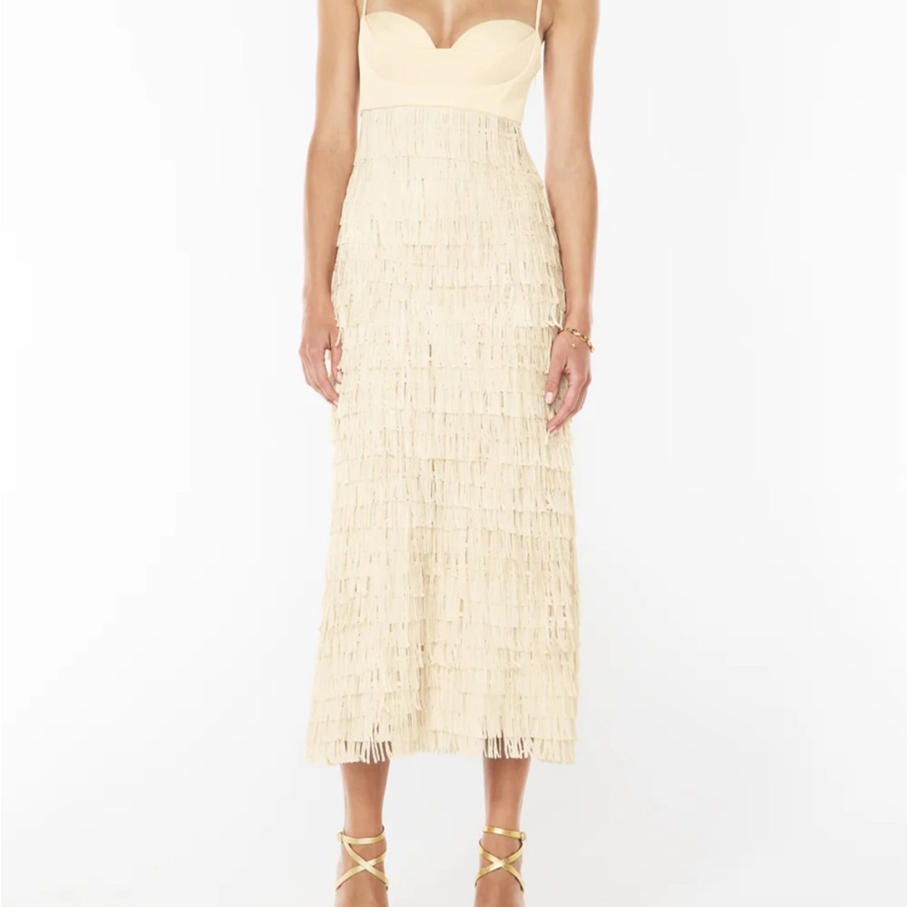 Manning Cartell Cream Strapless Fringe Dress. Worn once.